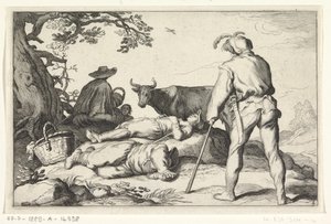 paimenia Neljä pastoraalista kohtausta (sarjan nimi) tekijältä Cornelis Bloemaert (II) (possibly)