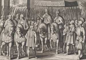 Levy 3: Kaarle V kruunattu keisari saapumassa Roomaan paavin kanssa Charlin voitosta..., 1614. tekijältä Cornelis Boel
