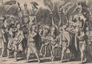Levy 7: Riemukulkue turkkilaisten voiton jälkeen, Kaarle V:n voitosta, 1614. tekijältä Cornelis Boel