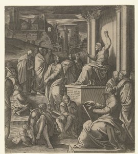 Kristus saarnaa ihmisille tekijältä Cornelis Bos (possibly)