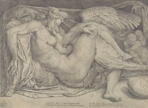 Leda ja joutsen, 1544-66. tekijältä Cornelis Bos