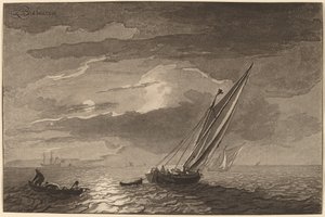 Merimaisema täysikuulla, 1779, julkaistu 1781. tekijältä Cornelis Brouwer