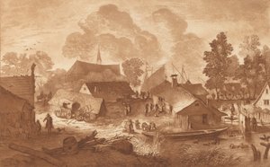 Kylä lampineen, c. 1782. tekijältä Cornelis Brouwer