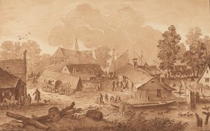 Kylä lampineen, c. 1782. tekijältä Cornelis Brouwer