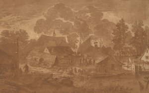 Kylä lampineen, c. 1782. tekijältä Cornelis Brouwer