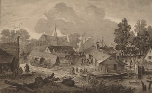 Kylä lampineen, c. 1782. tekijältä Cornelis Brouwer