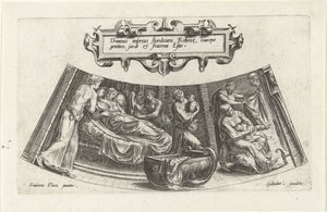 Jaakobin ja Esaun syntymä The History of Jacob (sarjan nimi) tekijältä Cornelis Cort