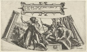 Jaakobin ja Raakelin tapaaminen kaivolla The History of Jacob (sarjan nimi) tekijältä Cornelis Cort