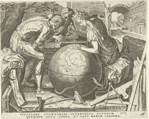 Geometria (geometria) The Seven Liberal Arts (Artes Liberales) (sarjan nimi) tekijältä Cornelis Cort