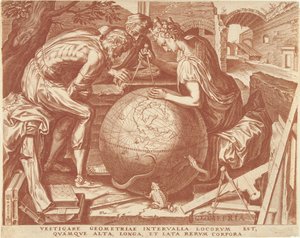 Geometria (geometria) The Seven Liberal Arts (sarjan nimi) tekijältä Cornelis Cort
