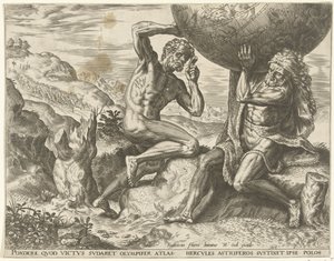 Hercules kantaa maapalloa Atlakseen Labors of Hercules (sarjan nimi)