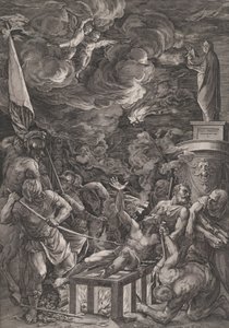 Pyhän Laurentiuksen marttyyrikuolema, 1571. tekijältä Cornelis Cort