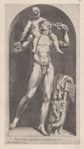 Roomalaisen loiston peili: Bacchus satyyrin harteilla, 1500-luku, 1500-luku. tekijältä Cornelis Cort