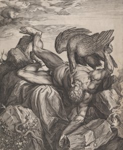 Tityus rangaistiin helvetissä, 1566. tekijältä Cornelis Cort