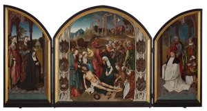 Triptyykki, jossa on Kristuksen itkuvirsi tekijältä Cornelis Engebrechtsz.