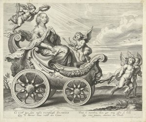 Clara Isabella de Ligne-Arenberg (?) voittovaunussa tekijältä Cornelis Galle (I)