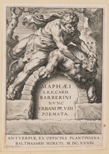 Nimisivu teokselle Maffeo Barbarian, Runot tekijältä Cornelis Galle I after Sir Peter Paul Rubens