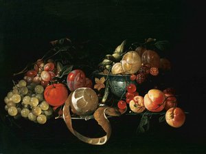 Asetelma hedelmien kanssa tekijältä Cornelis de Heem