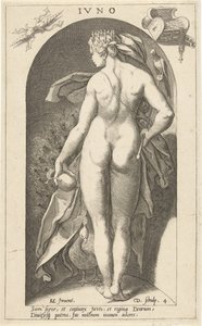 Juno riikinkukon kanssa Ivno (otsikko esineessä) Ancient Gods (sarjan nimi) tekijältä Cornelis Jacobsz. Drebbel