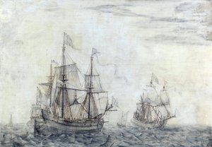 Hollantilainen kauppa-alus Saint Jean Baptiste. Cornelis Pietersz Mooyn (1630-1693) öljy puulle vuodelta 1668. tekijältä Cornelis Pietersz. de Mooy