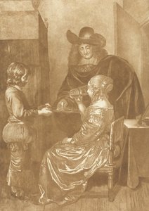 Herra ja nainen sivun kanssa tekijältä Cornelis Ploos van Amstel (signed by artist)
