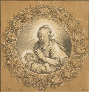 Maria Kristuksen lapsen kanssa Neitsyt Maria ja Jeesus-lapsi tekijältä Cornelis Ploos van Amstel (signed by artist)
