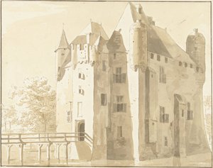 Frissesteinin linna Herwijnenissä, takana tekijältä Cornelis Pronk (possibly)