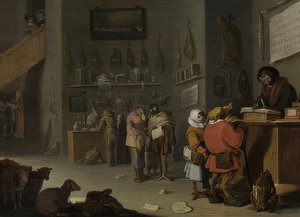 Kiista lehmästä maksaa ainakin yhden enemmän (kuka haastaa lehmän oikeuteen?). 1629 tekijältä Cornelis Saftleven