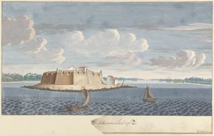 Fort Hammenhiel (Hummenil) Ceylonissa mereltä katsottuna Fortres Hammenhiel mereltä (otsikko esineessä)