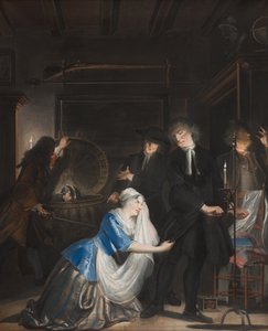 Väärä hyve löydetty: Volkertin löytö pyykkikorissa, 1739 tekijältä Cornelis Troost