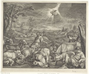 Abraham lähtee Sikemiin / Ilmoitus paimenille tekijältä Cornelis Visscher (II)
