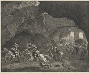 Pistooliammus ryöstön aikana tekijältä Cornelis Visscher (II)