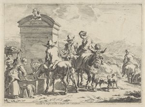 levähdyspaikka Maisemat (sarjan nimi) tekijältä Cornelis Visscher (II)