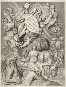 Otsikkoprintti sarjalle Hollannin, Seelannin ja Länsi-Frieslandin kreivit ja kreivitärryt PERIAATTEET / HOLLANDIÆ, / ZELANDIÆ ET FRISIÆ, / (...) / PETRI SCRIVERII (otsikko esineessä) Hollannin, Seelannin ja Länsi-Frieslandin kreivit ja kreivitäret (sarjan  tekijältä Cornelis Visscher (II)