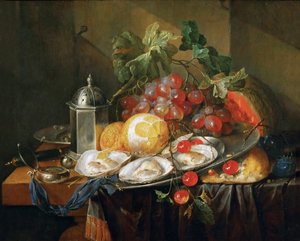 Nature morte de petit dejeuner - Aamiaisasetelma, kirjoittanut Heem, Cornelis, de (1631-1695). Öljy puulle