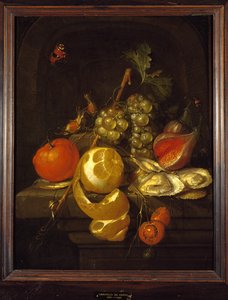 Asetelma hedelmillä ja ostereilla, 1650-luvun puoliväli