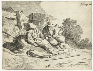 Maanviljelijät tien varrella Neljä maisemaa (sarjan nimi) tekijältä Cornelis van Kittensteyn (attributed to)