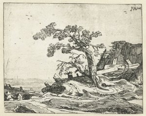Maisema puun kanssa Neljä maisemaa (sarjan nimi) tekijältä Cornelis van Kittensteyn (attributed to)