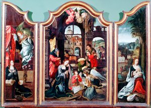 "Paimenten palvonta", triptyykki, 1400-luvun loppu - 1500-luvun alku tekijältä Cornelius Engebrechtsz