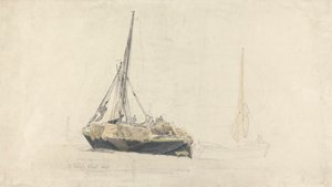 Purjeproomu lastataan heinällä, joulukuu 1827 tekijältä Cornelius Varley