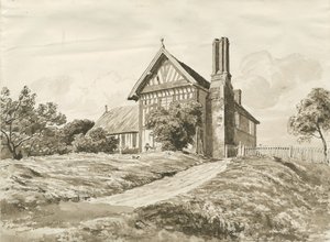 Betley - maalaistalo: kynä- ja seepiapiirustus, lokakuu 1820 (piirustus) tekijältä Cornelius Varley