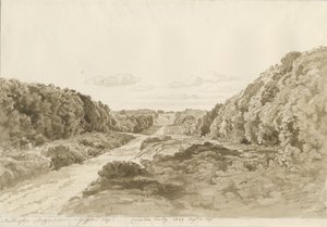 Chillington Hall: seepiapiirustus, 1820 tekijältä Cornelius Varley