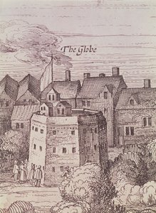 The Globe Theatre, yksityiskohta kaiverruksesta tekijältä Cornelius de Visscher
