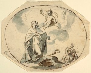 Piispa pyhimys palvoo Kristus-lapsia tekijältä Corrado Giaquinto