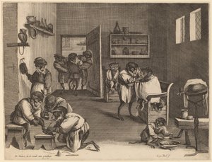 Apinoiden parturi tekijältä Coryn Boel after David Teniers the Younger