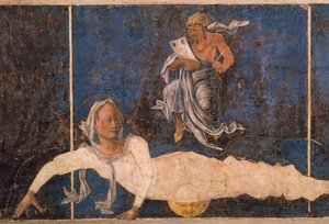Neitsyt dekaanin kanssa, kohtaus elokuulta, n. 1470, Cosimo Tura