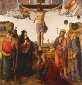 Ristiinnaulitseminen Madonnan, pyhien Johannes Kastajan, Magdalan Marian, Andreaksen ja Franciscuksen kanssa, 1503