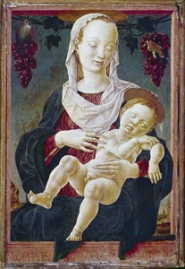 Madonna and Child, conhecida como Nossa Senhora do Zodíaco. c.1459-63 (têmpera a bordo)finlandês tekijältä Cosimo Tura