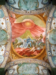 Saint Emmeranin luostari, vuodesta 1812 lähtien Thurn und Taxisin ruhtinaiden asuinpaikka: (fresko): kirjaston kattofresko, kuningas Salomo ... (fresko)