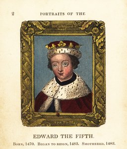 Muotokuva kuningas Edward Viidennestä, Englannin Edward V:stä, syntynyt 1470, alkoi hallita 1483 ja tukahdutettiin 1483 tekijältä Cosmo Armstrong